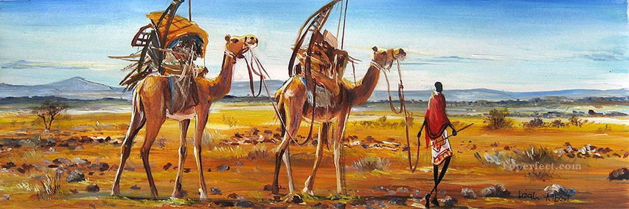 Trek à l’animal de chameaux Peintures à l'huile